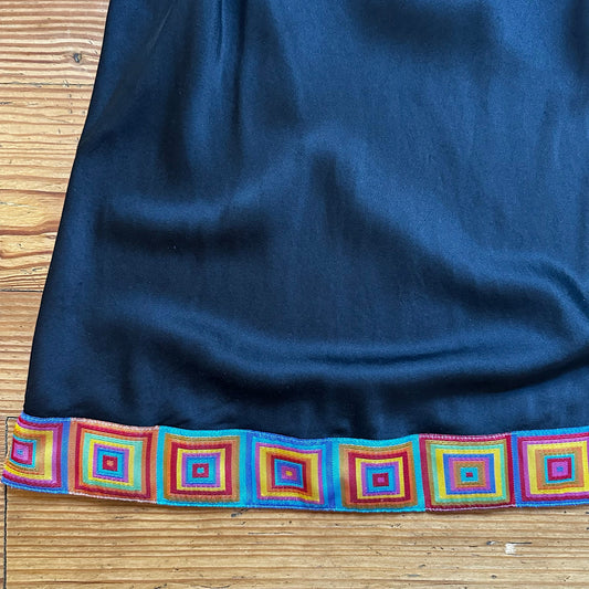 Judith Hart black silk colorful geometric trim cami sleepwear SIZE M