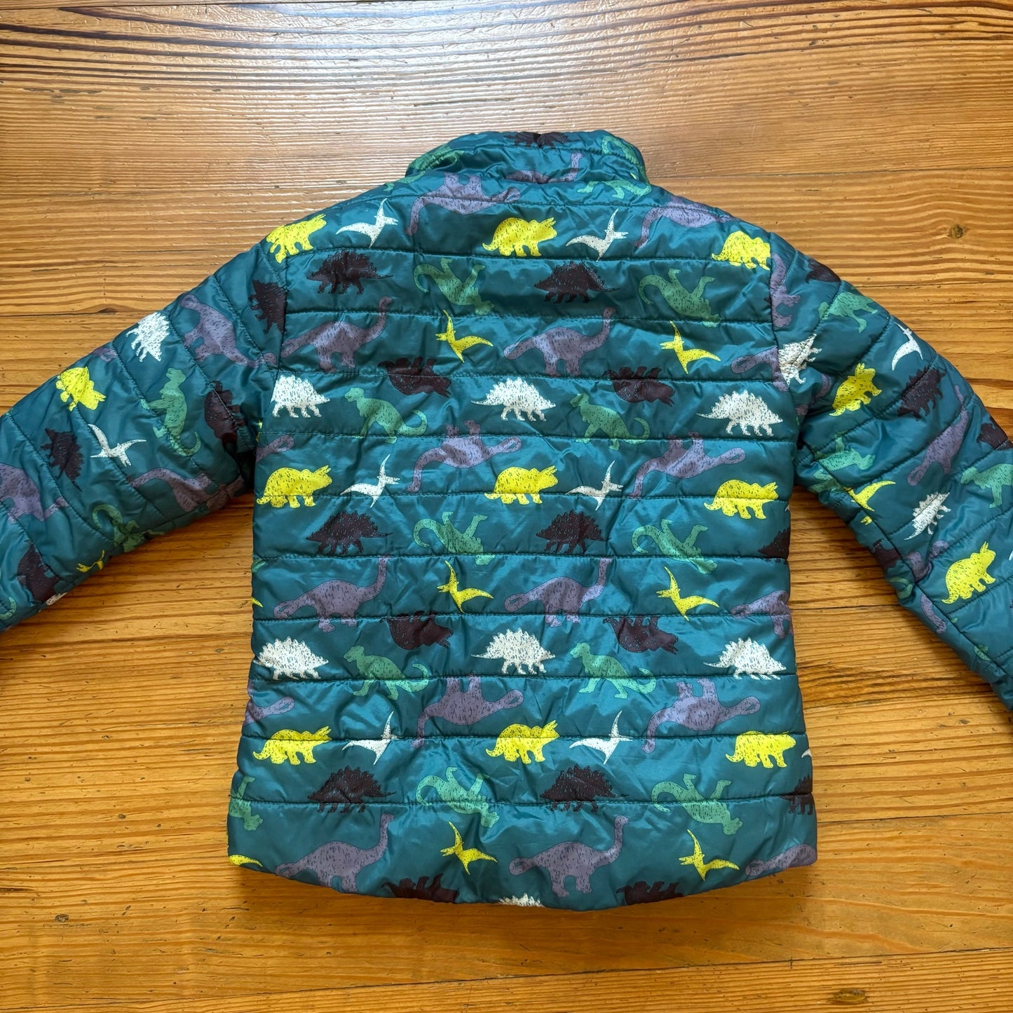 Cat & Jack green colorful dinosaur full zip puffer toddler coat SIZE 4T