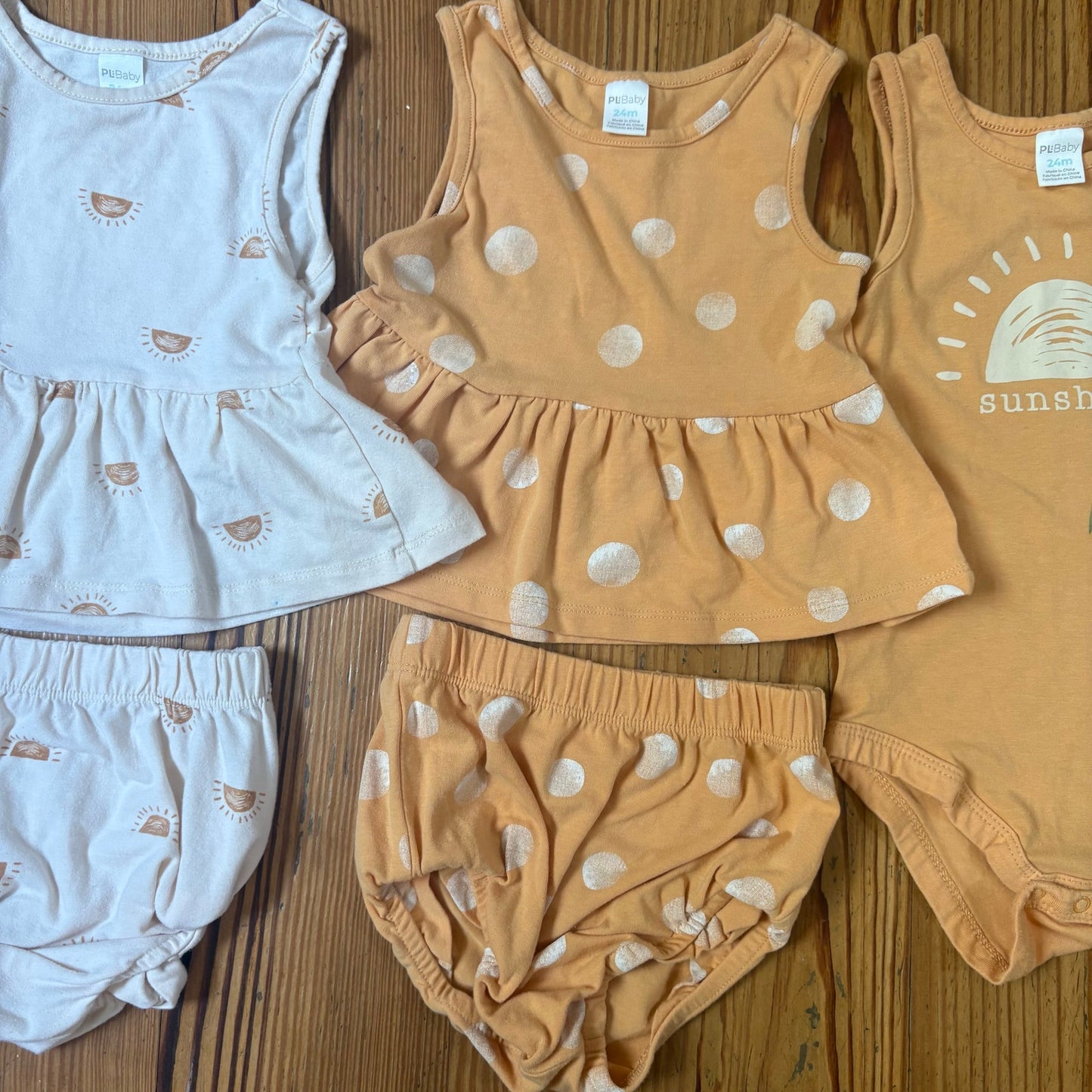 PL Baby yellow ivory sunshine bodysuit bloomer baby girl sets SIZE 24M