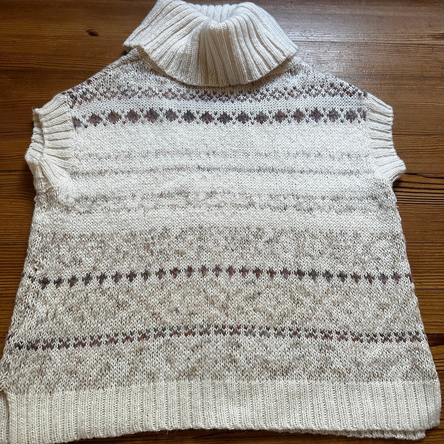 Free People cream neutral oversized short sleeve tunic turtleneck sweater SIZE M