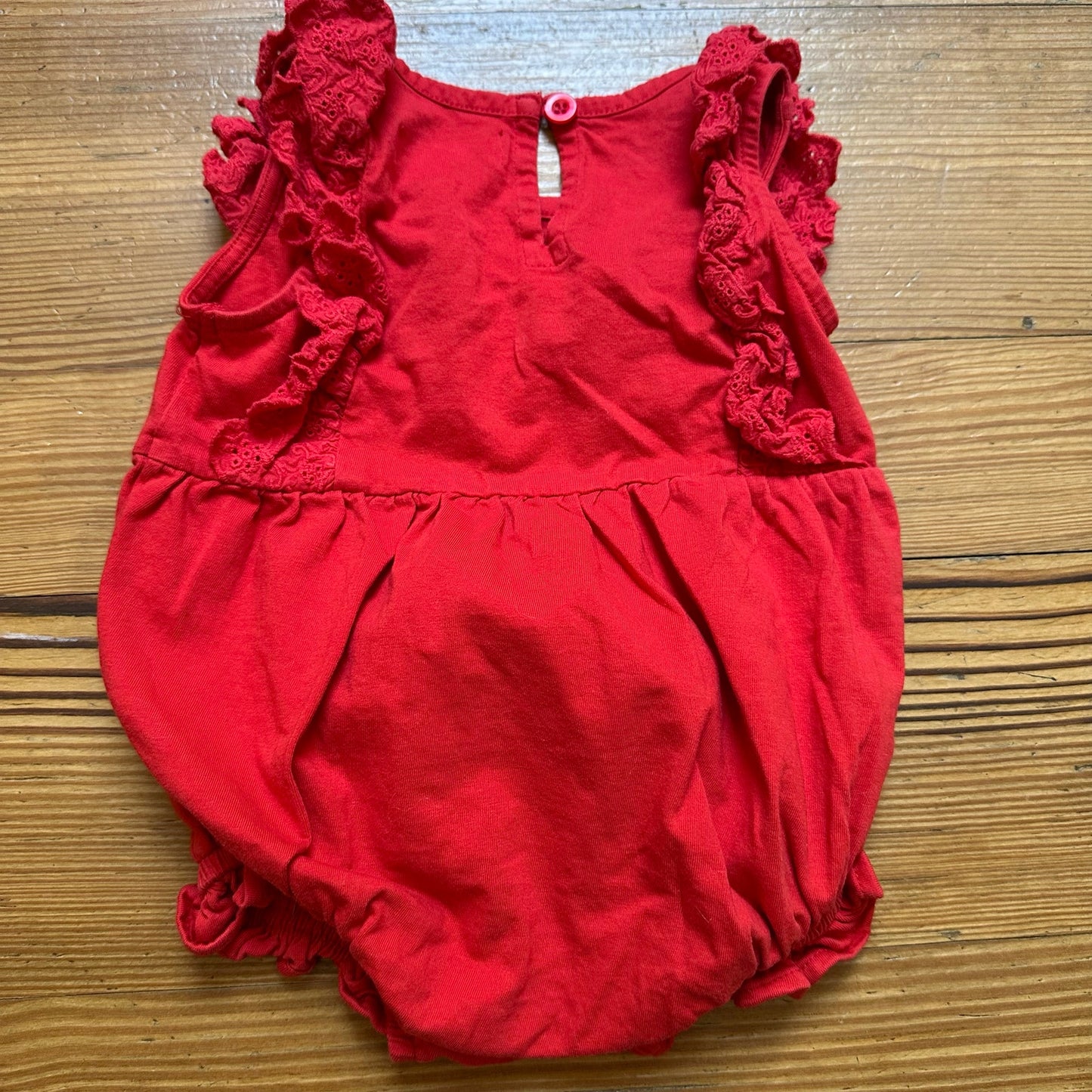 Stewart Simmons red Georgia Bulldog ruffle eyelet bubble one piece SIZE 6M