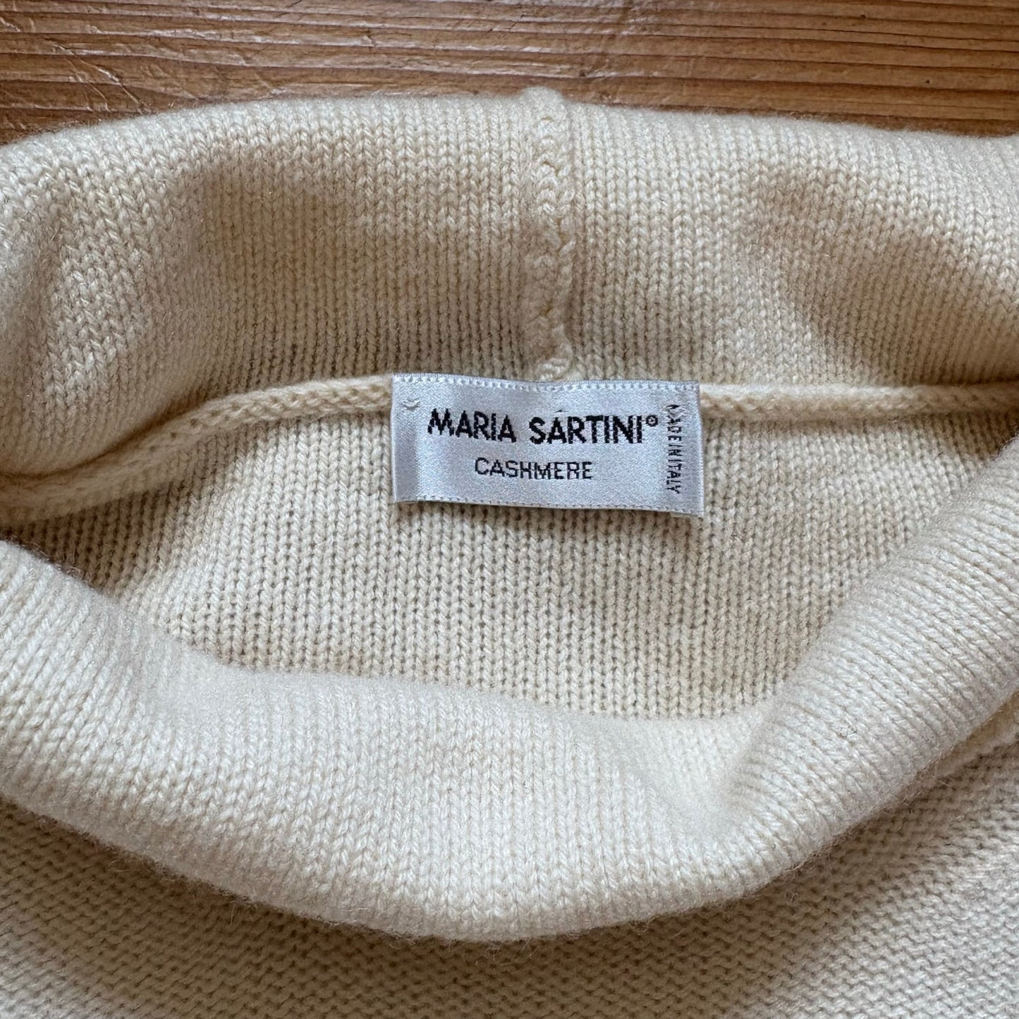 Maria Sartini ivory cashmere turtleneck geometric sweater SIZE XL