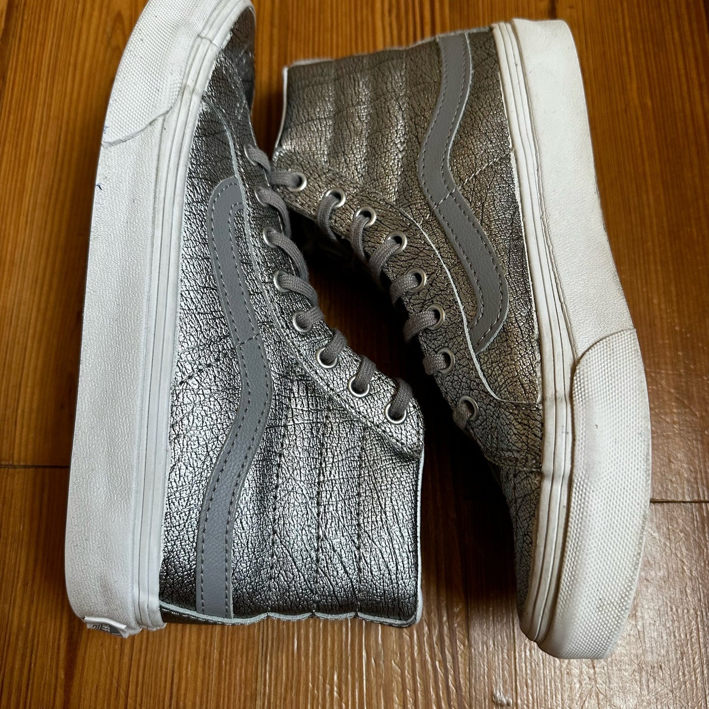 Vans silver high top lace up sneakers SIZE 5.5
