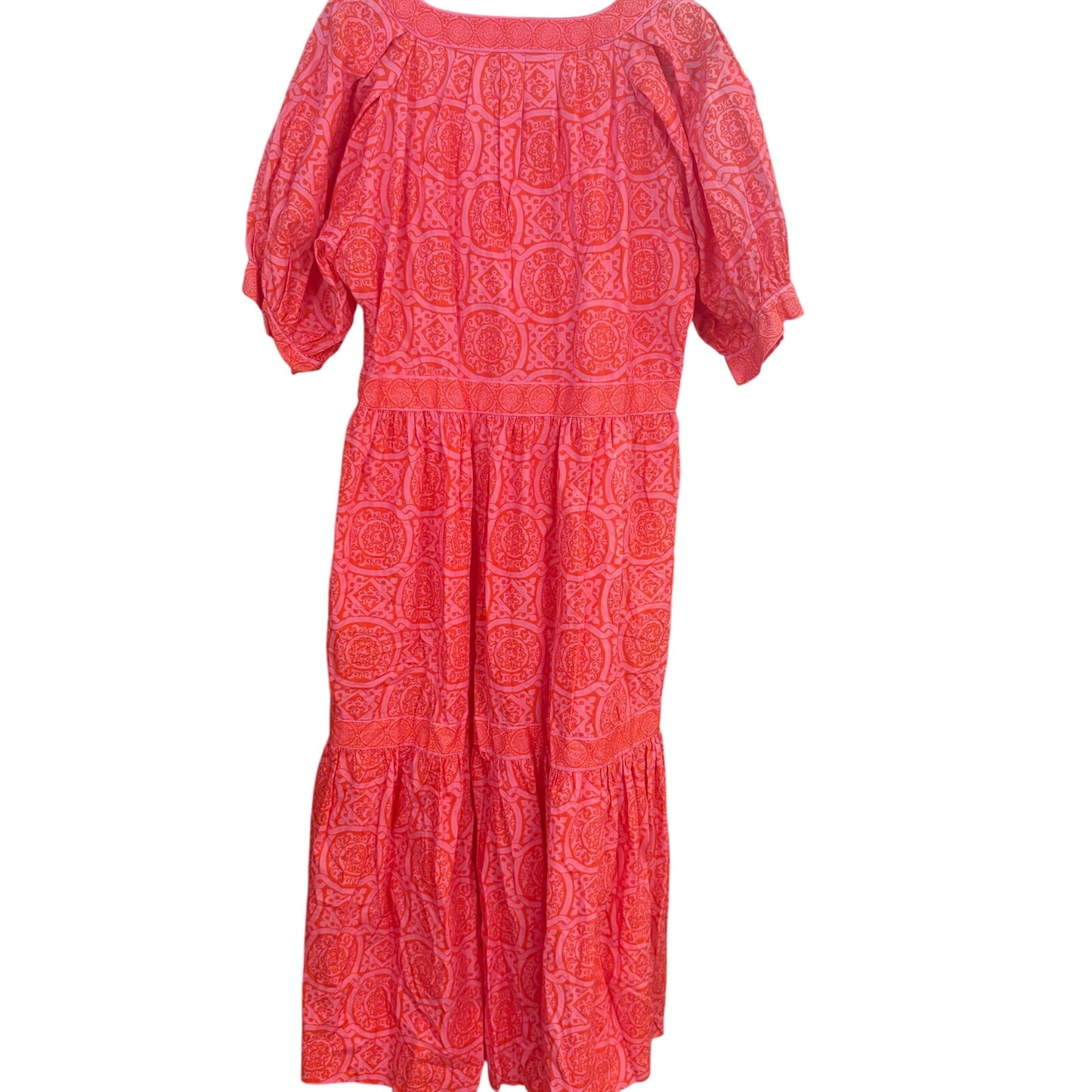 NWT Gretchen Scott Viviers Sultan's red pattern puff sleeve midi dress SIZE L