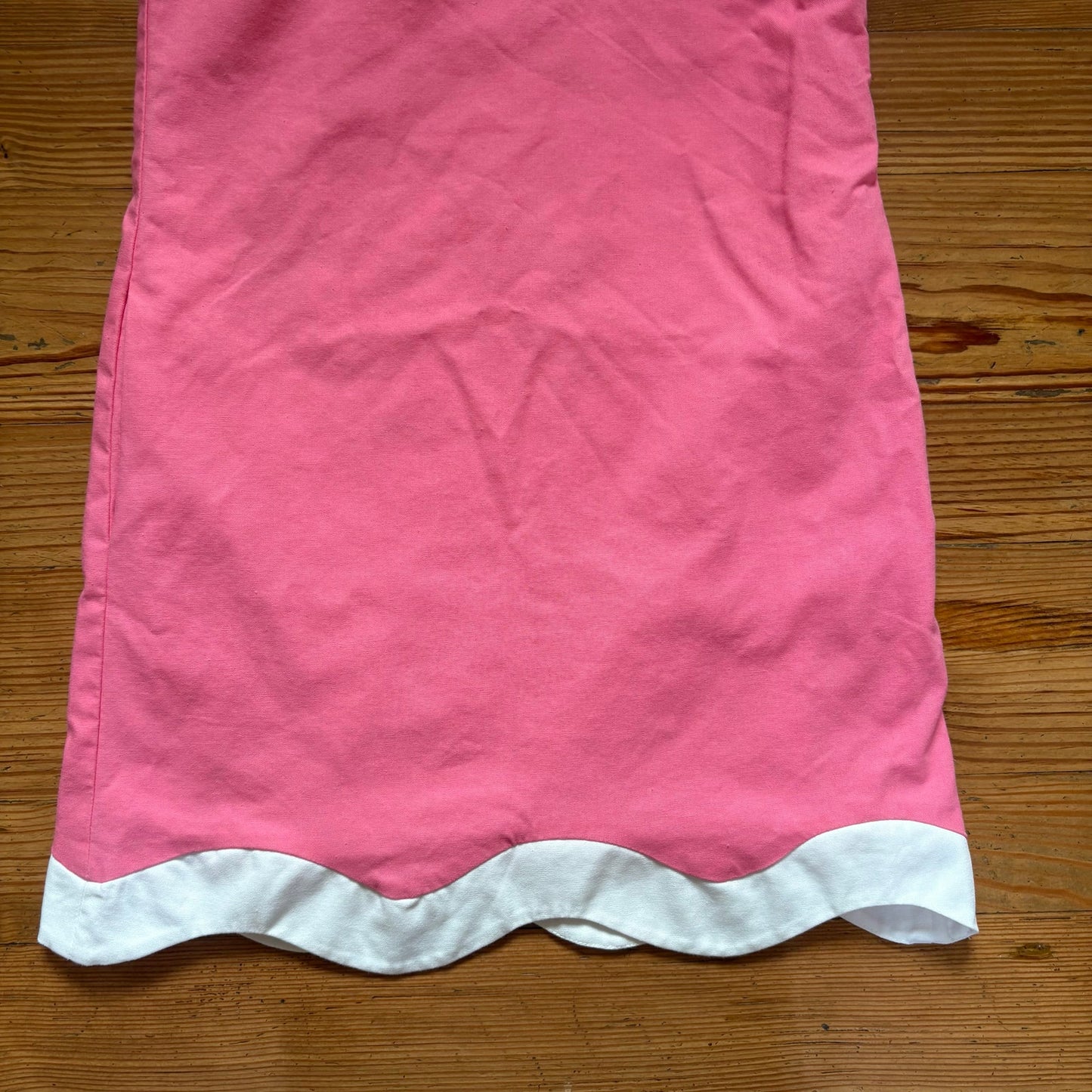 Aureum pink white linen modern two toned scallop mini dress SIZE S