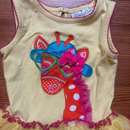 Emily Rose yellow giraffe embroidered sleeveless tiered tutu dress SIZE 2T