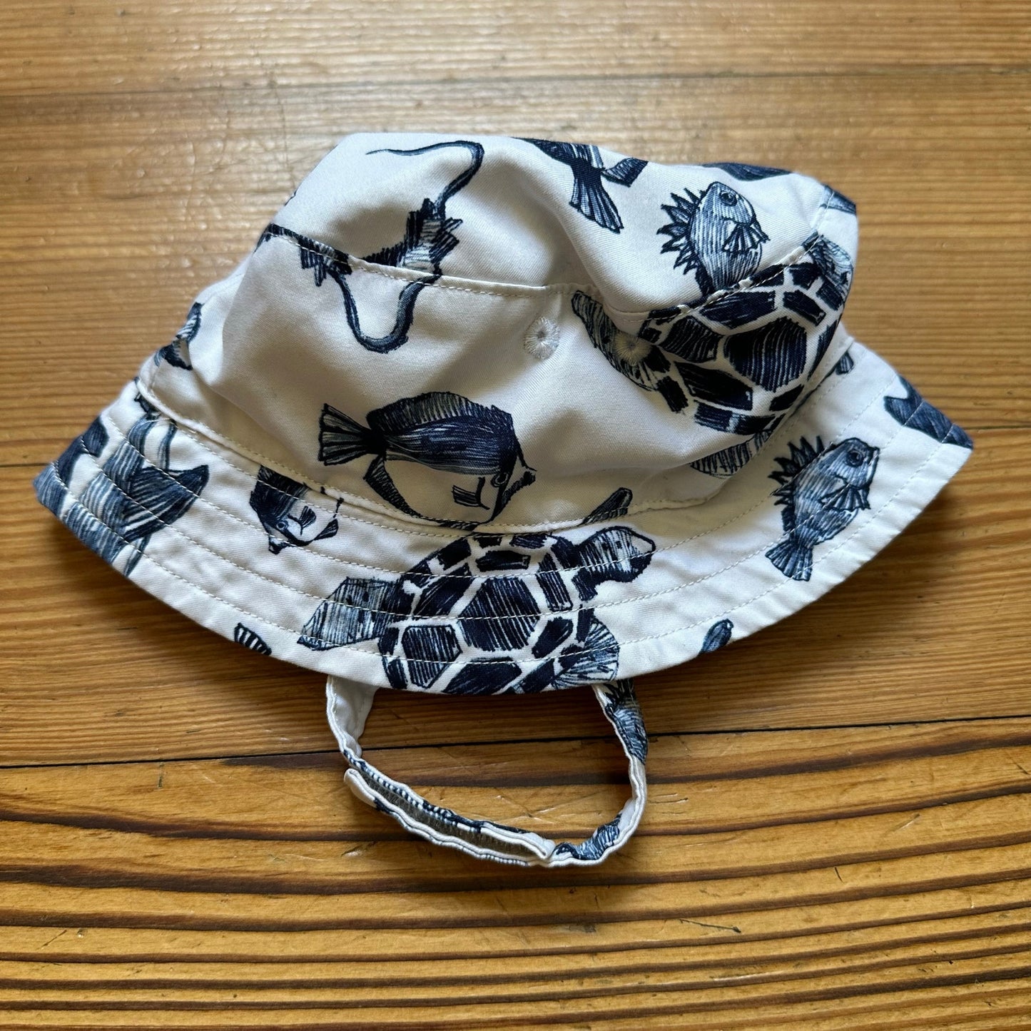 Janie and Jack blue white sea animal bucket hat SIZE 0-6M