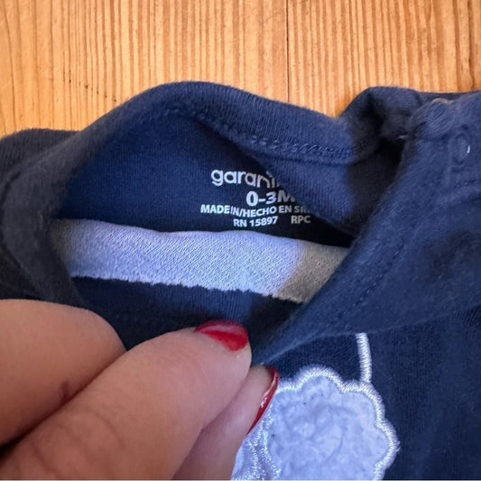 Garanimals yellow navy poodle bunny long sleeve onesies SIZE 0-3M