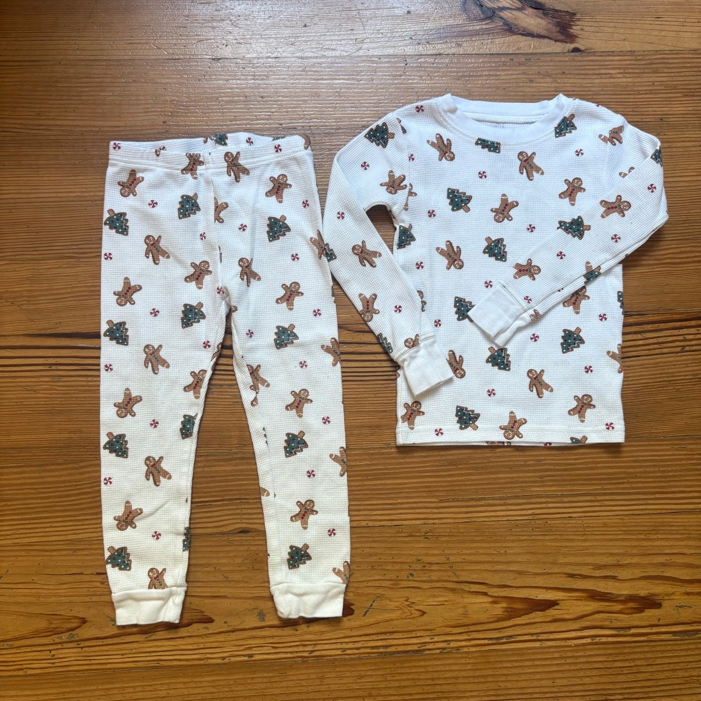 Carter's white thermal Christmas long sleeve pant toddler pajama set SIZE 3
