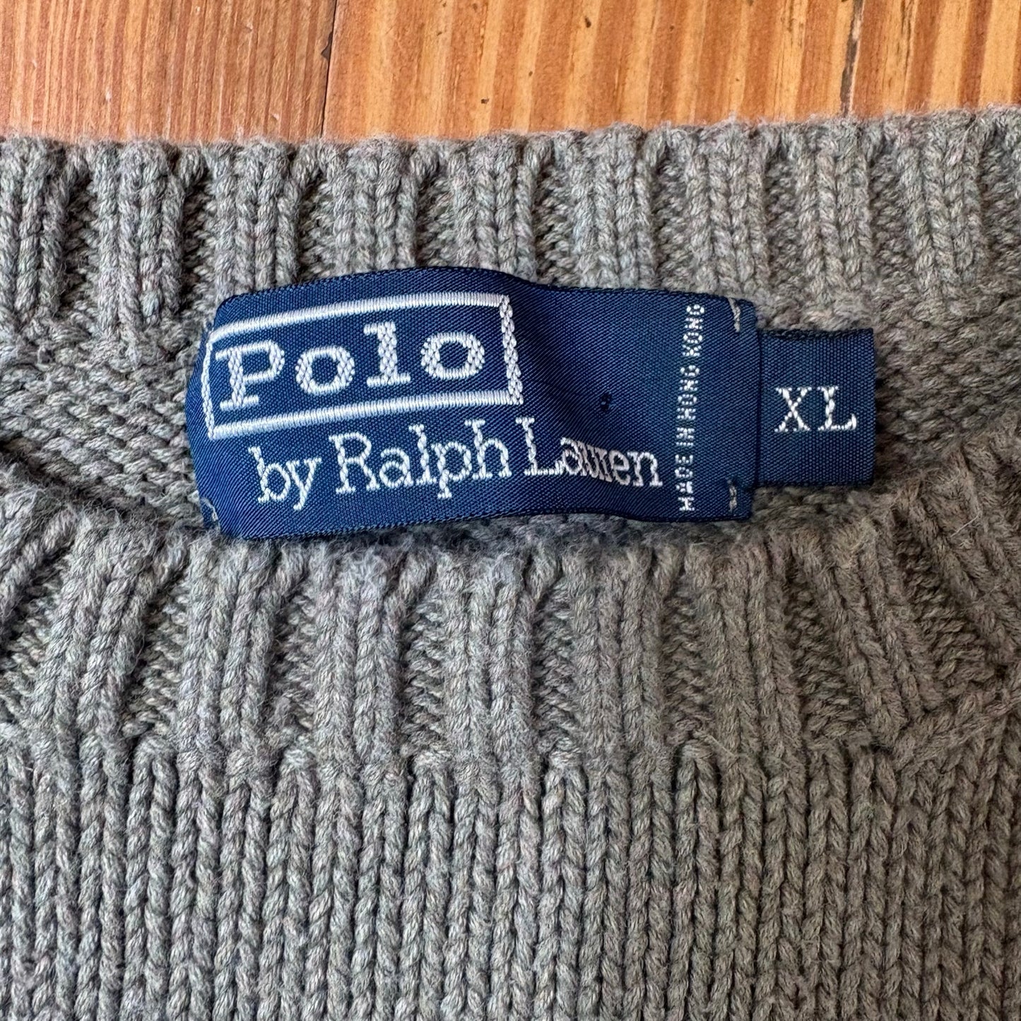 Polo Ralph Lauren taupe brown knit crew sweater SIZE XL