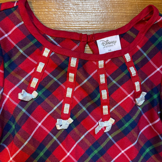 Disney red blue plaid Micky Minnie ice skating Christmas sleep dress SIZE 5-6