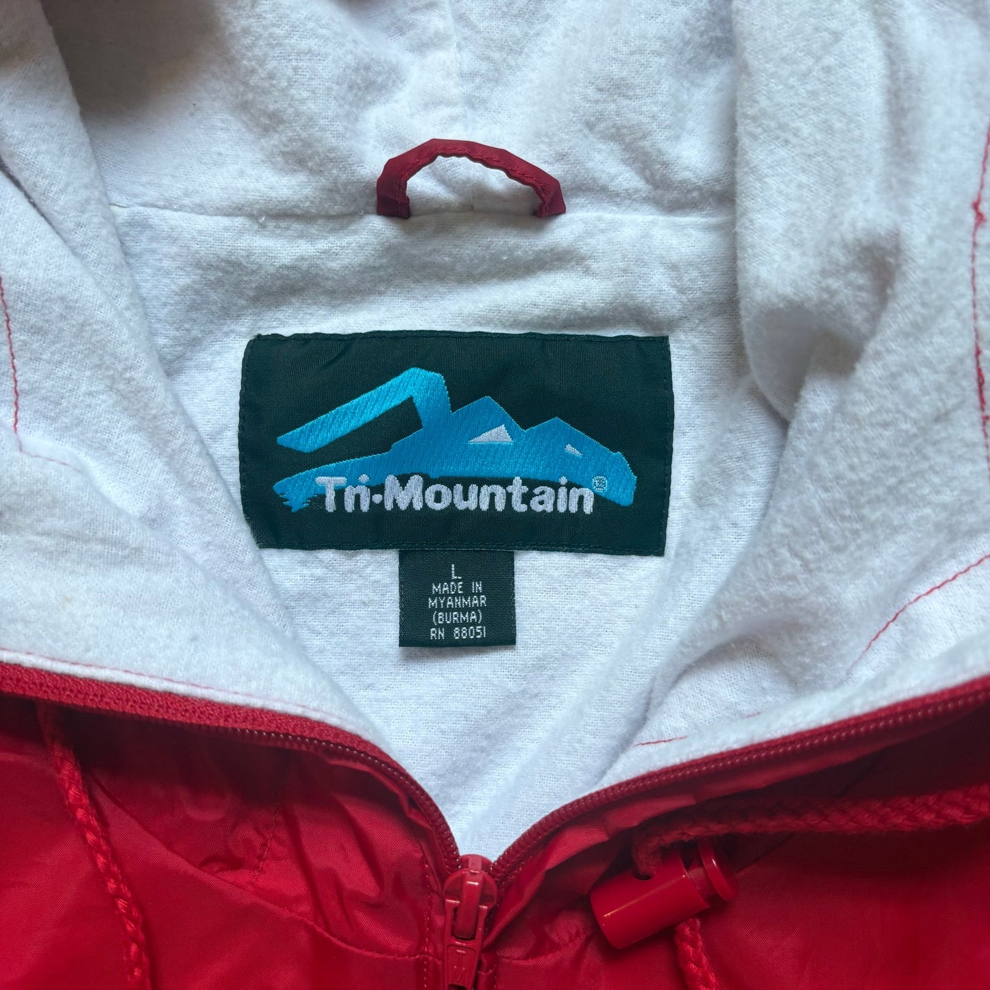 Tri-Mountain Nascar red quarter zip hooded lined wind breaker jacket SIZE L