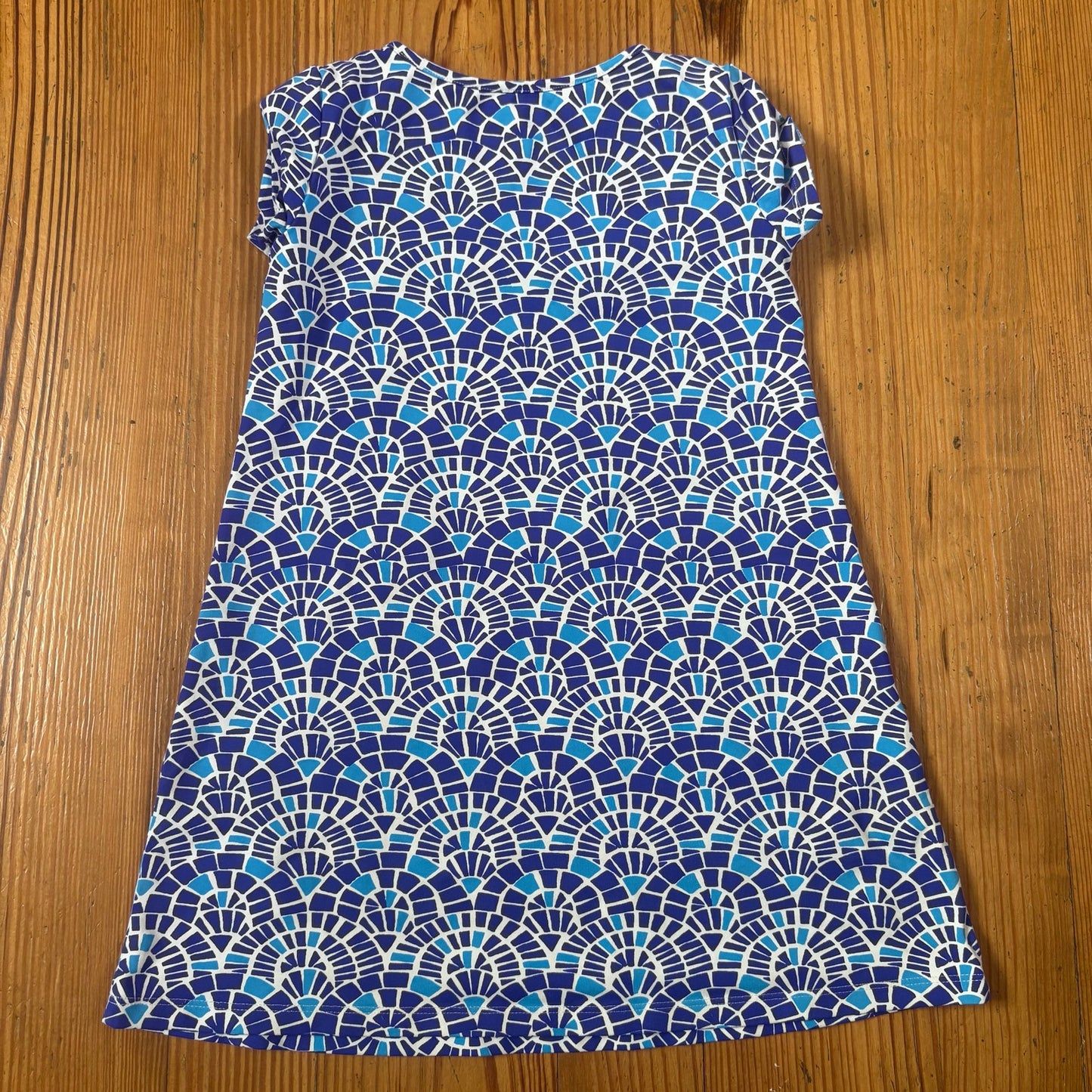 J. McLaughlin blue white performance fabric girls short sleeve dress SIZE 5