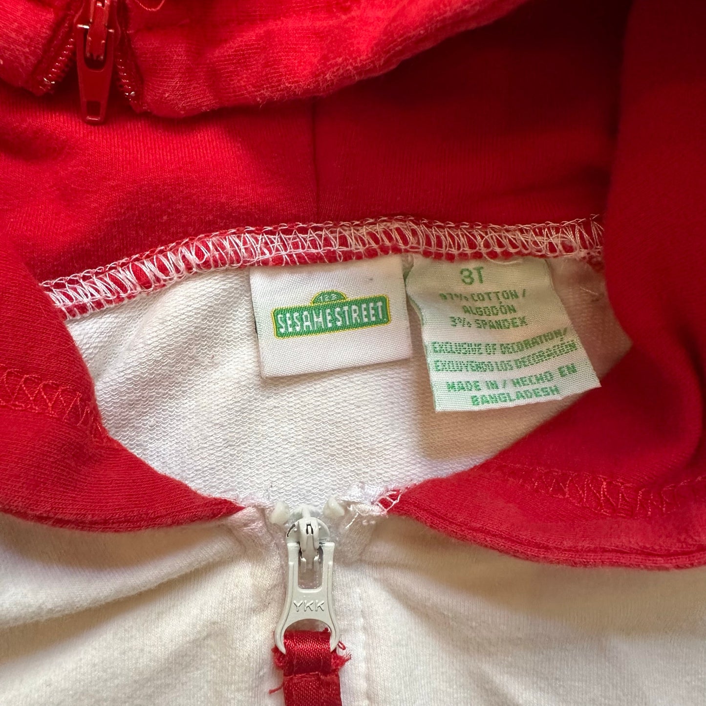 Sesame Street red white Elmo embroidered full zip hooded sweatshirt SIZE 3