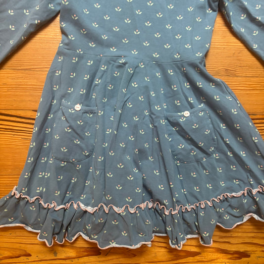 Serendipity Shrimp and Grits blue vintage floral long sleeve girls dress SIZE 7