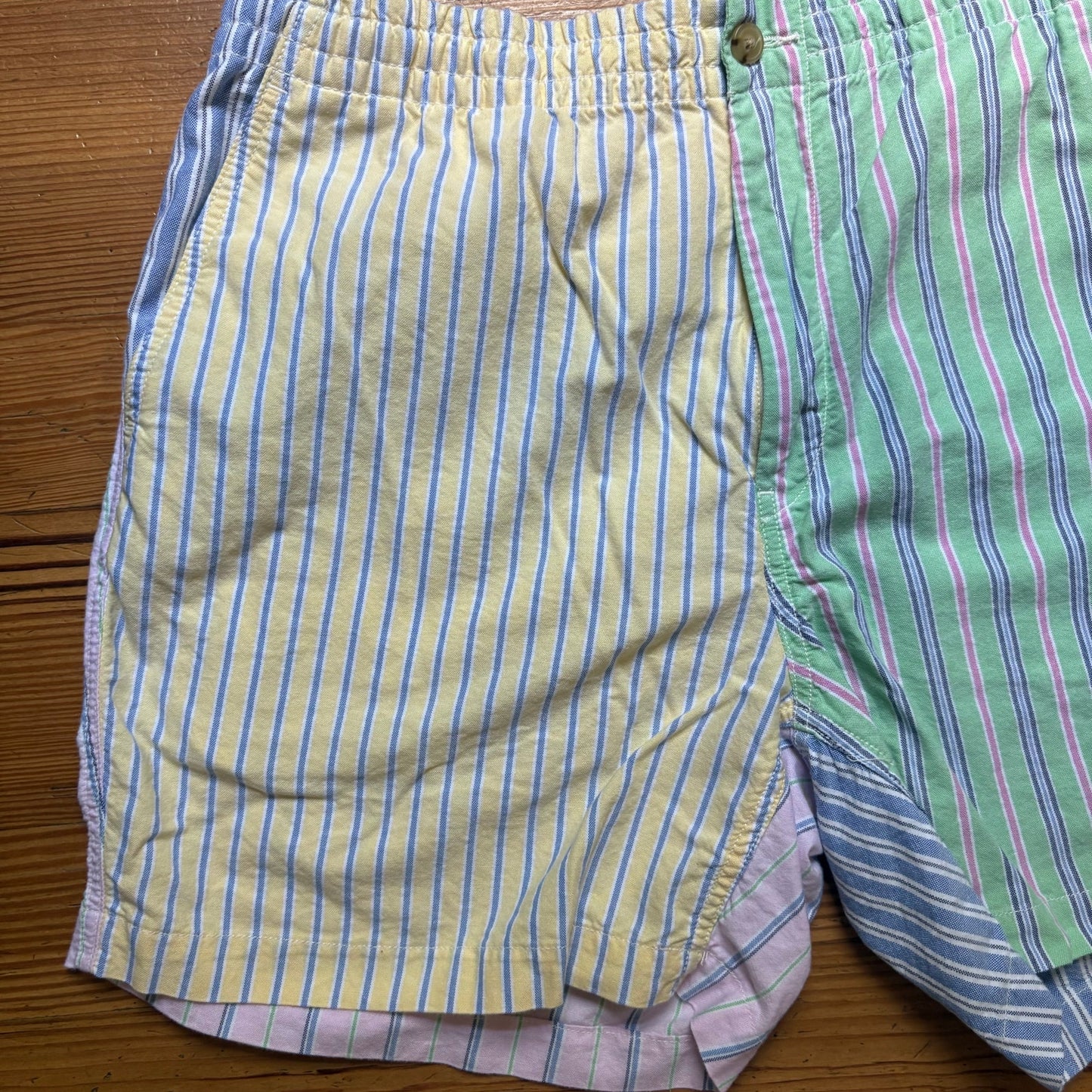 Polo Ralph Lauren pastel striped patchwork drawstring mens shorts SIZE XL