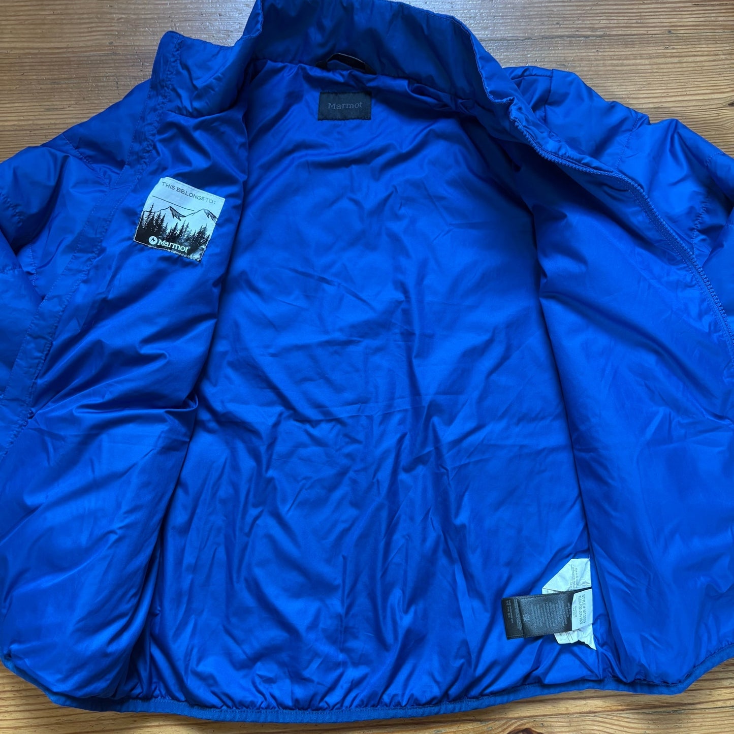 Marmot royal blue puffer full zip high neck boys jacket SIZE XL