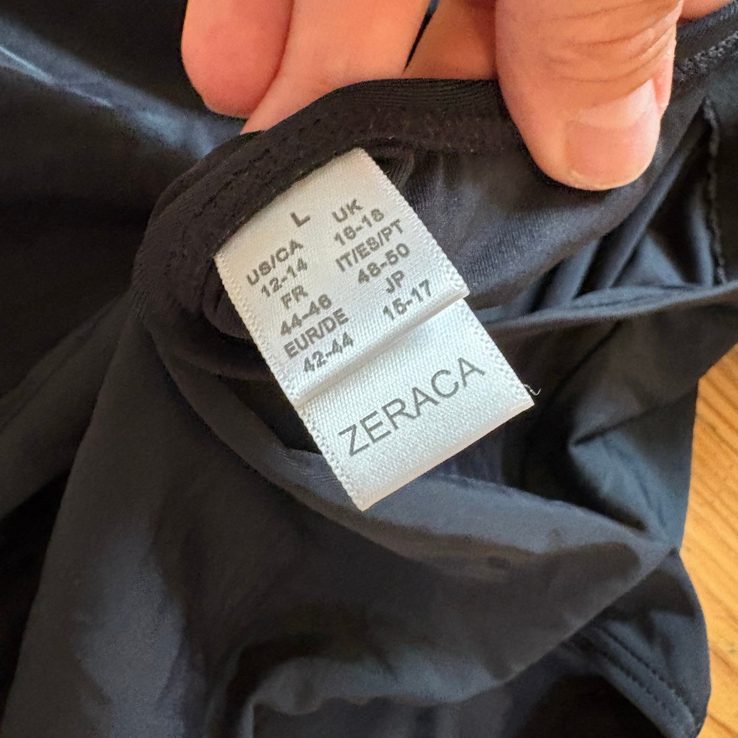 NWT Zeraca black racerback one piece padded swimsuit SIZE L