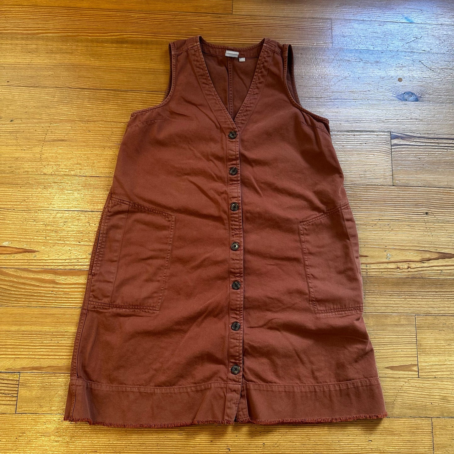 Gap khaki burnt orange button front vest sleeveless dress SIZE M