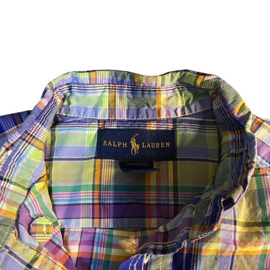 Ralph Lauren pastel plaid long sleeve button up boys dress shirt SIZE 5