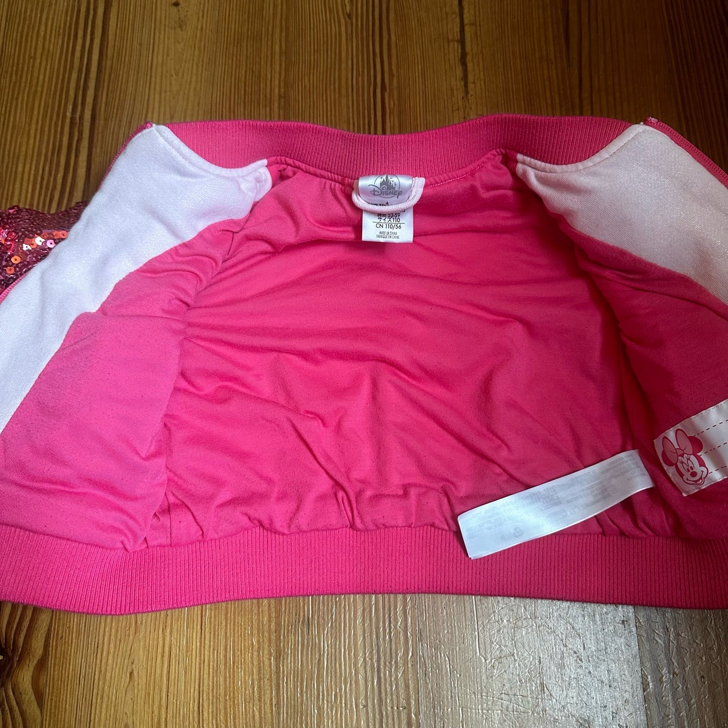 Disney Minnie Mouse pink sequin full zip bomber jacket SIZE 4