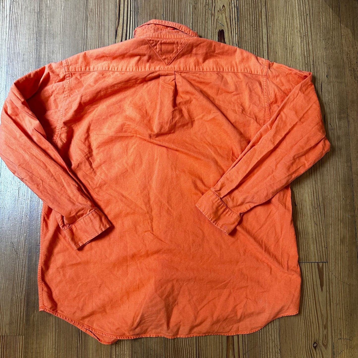 Tommy Hilfiger orange heavy cotton button up shirt SIZE XL