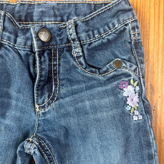 Gymboree 90s jean purple floral embroidered adjustable toddler jeans SIZE 3T