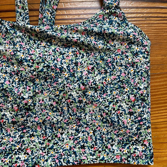 Sage Collective Ditsy Floral blue green floral sports bra top SIZE S