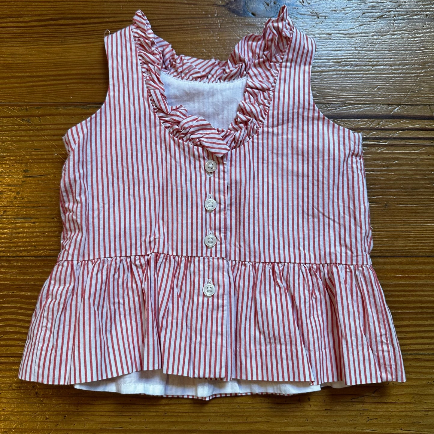 Janie and Jack orange white striped sleeveless tropical peplum top SIZE 12-18M