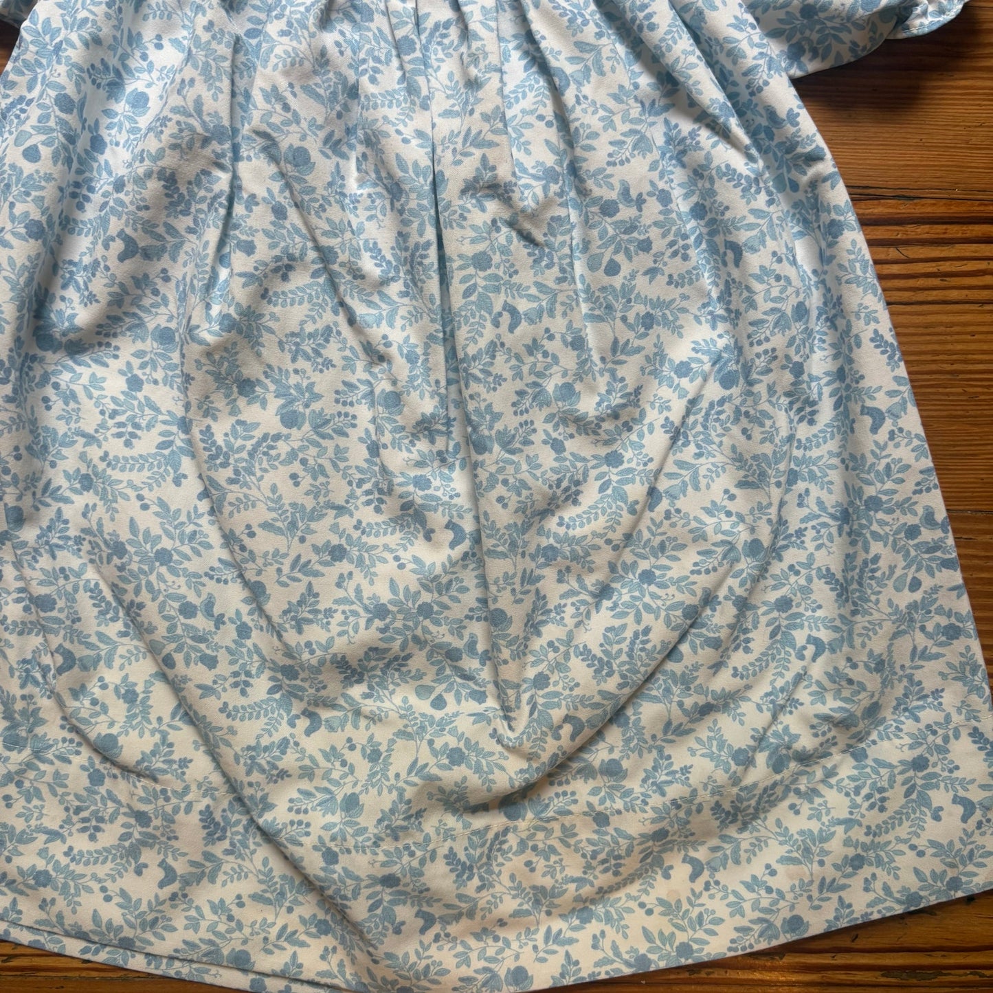 Sweet Dreams blue white toile smocked floral short sleeve dress SIZE 2T