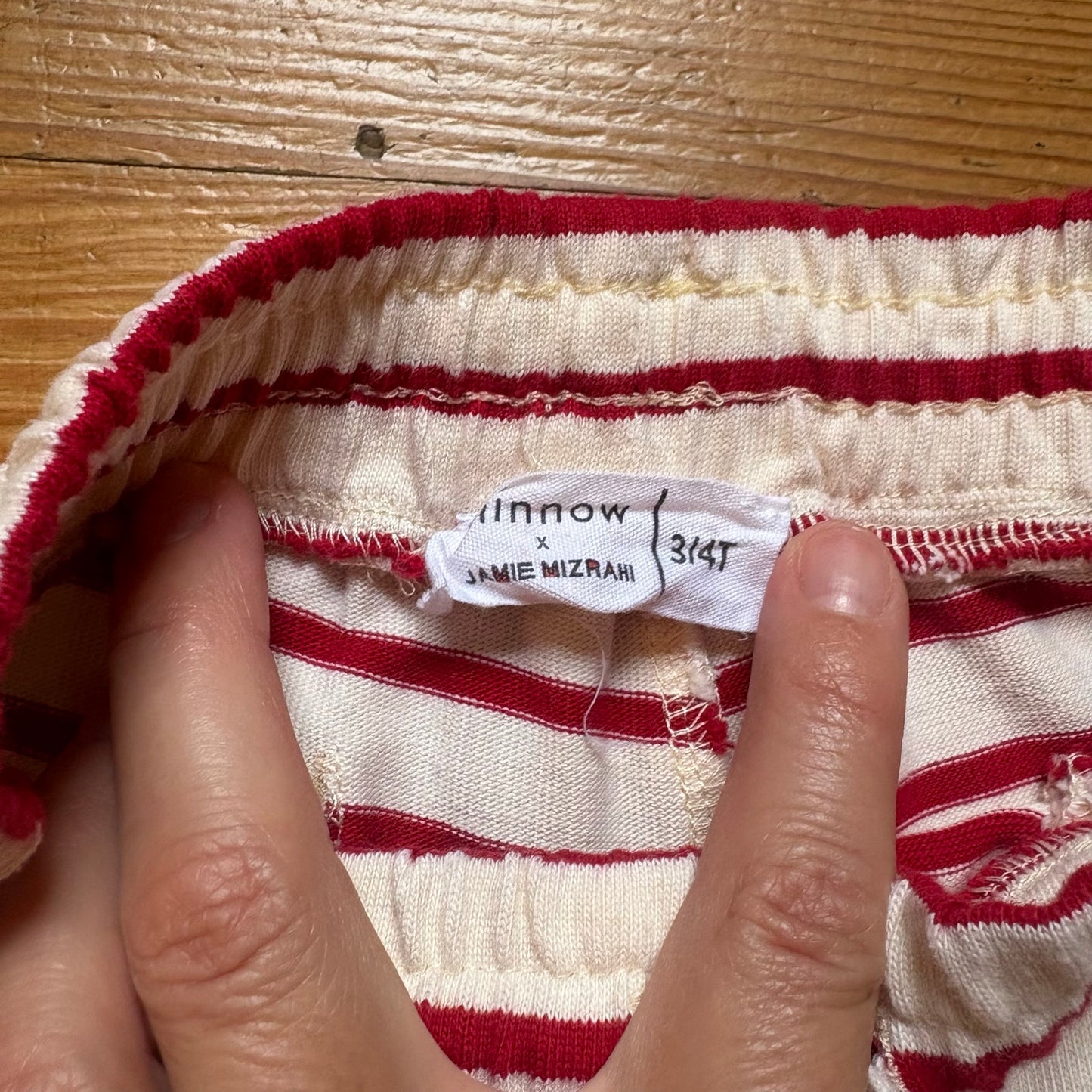 Minnow red white striped elastic waist cotton toddler sweatpants SIZE 3