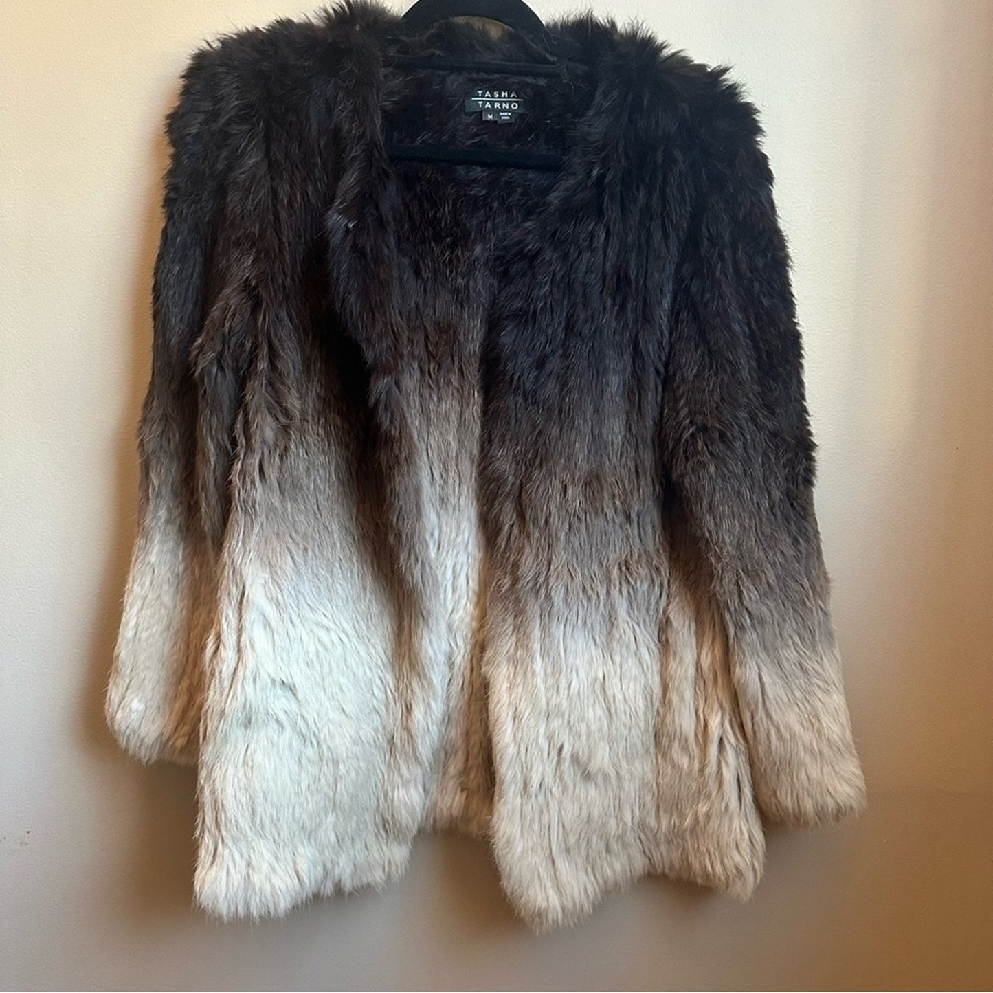 Tasha Tarno mink fur brown ombre blazer jacket SIZE M