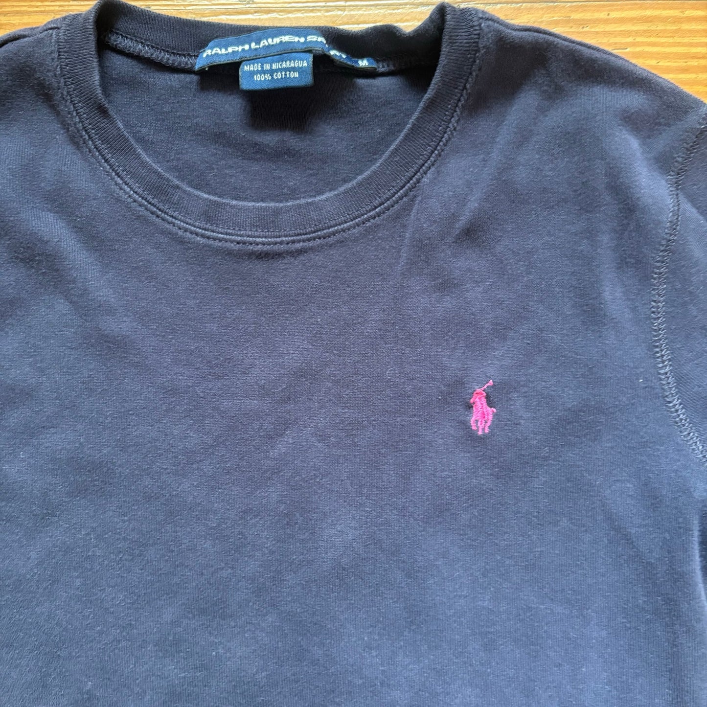 Ralph Lauren navy pink pony cotton long sleeve shirt SIZE M