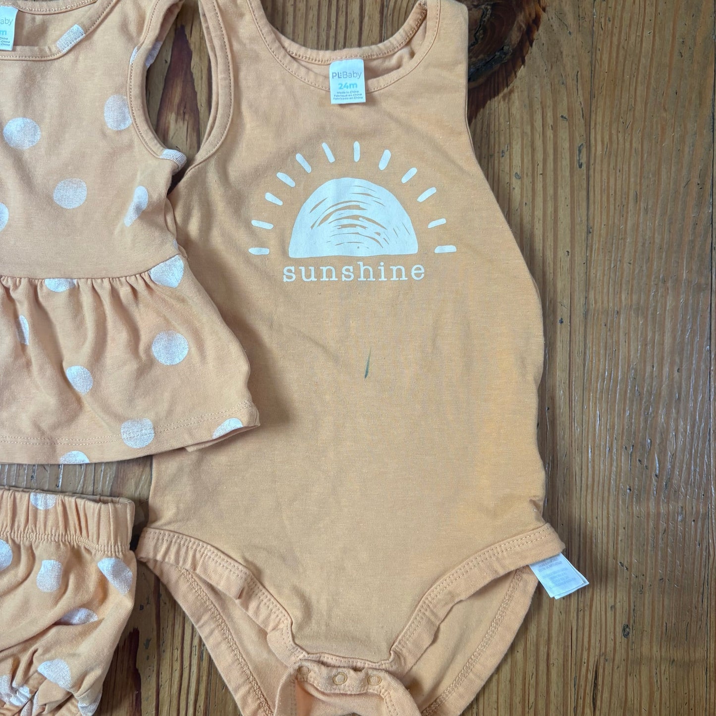 PL Baby yellow ivory sunshine bodysuit bloomer baby girl sets SIZE 24M