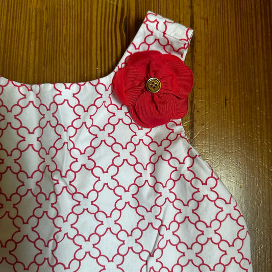 Janie and Jack pink white paradise rose geo peplum top SIZE 6