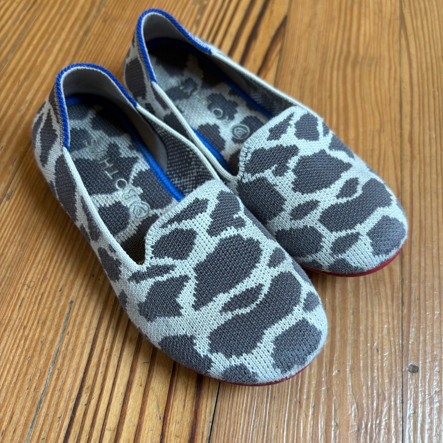 ROTHY'S gray white animal print slip on toddler flats SIZE 12