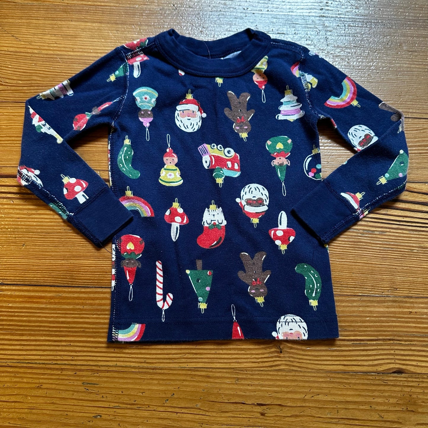 Hanna Andersson navy blue Christmas ornament Santa pajama set SIZE 3T