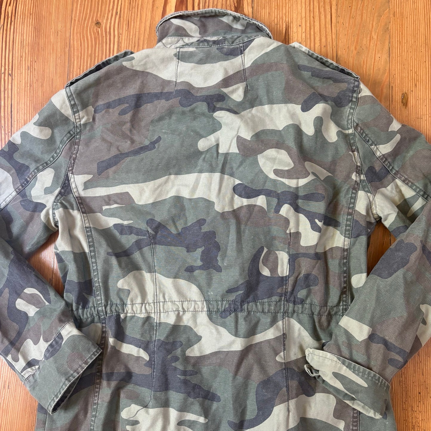 Vintage Havana green camo full zip adjustable waist utility womens jacket SIZE S