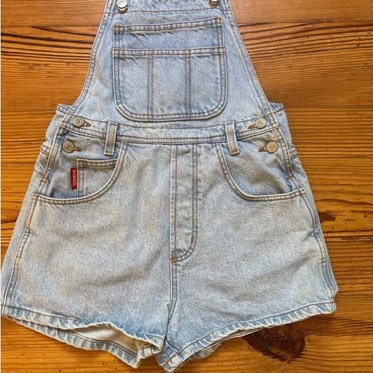 Bongo vintage 90s light wash denim overall shorts SIZE M