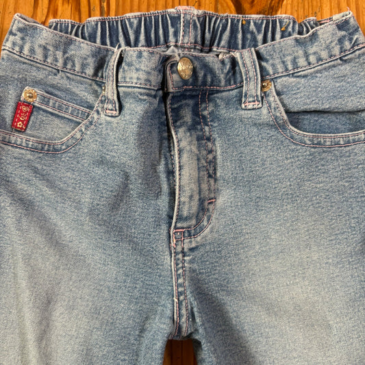 Mudd retro light blue ruffle bottom cropped girls jeans SIZE 6