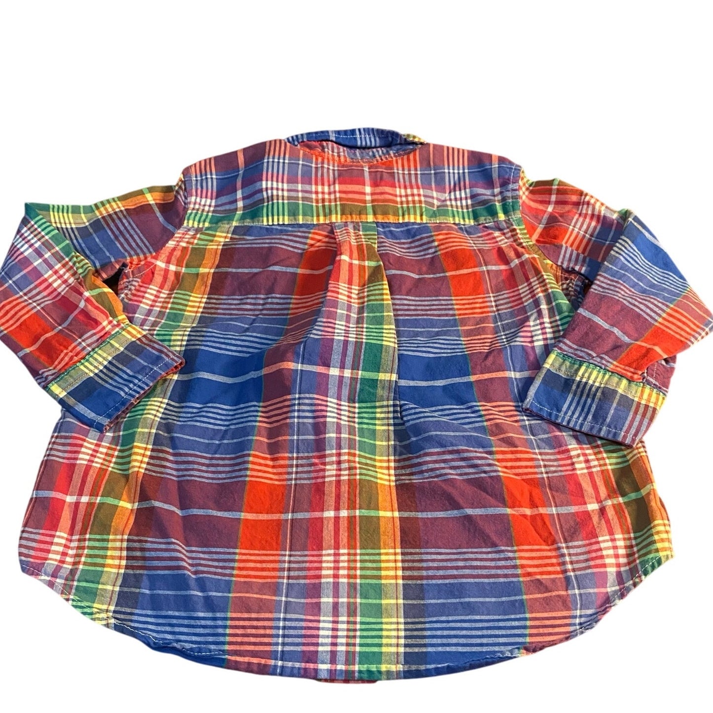 Ralph Lauren red blue plaid long sleeve button up boys shirt SIZE 3T