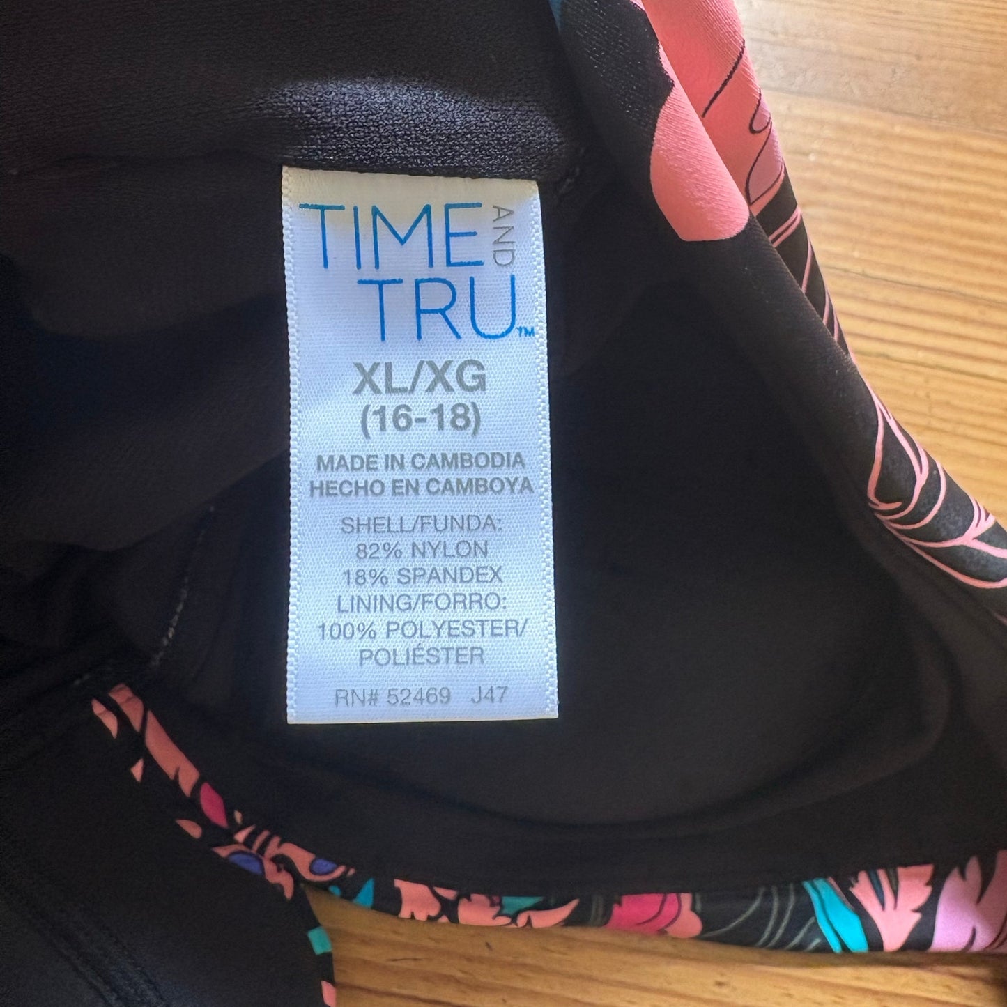 Time and Tru black neon floral padded halter top maternity one piece SIZE XL