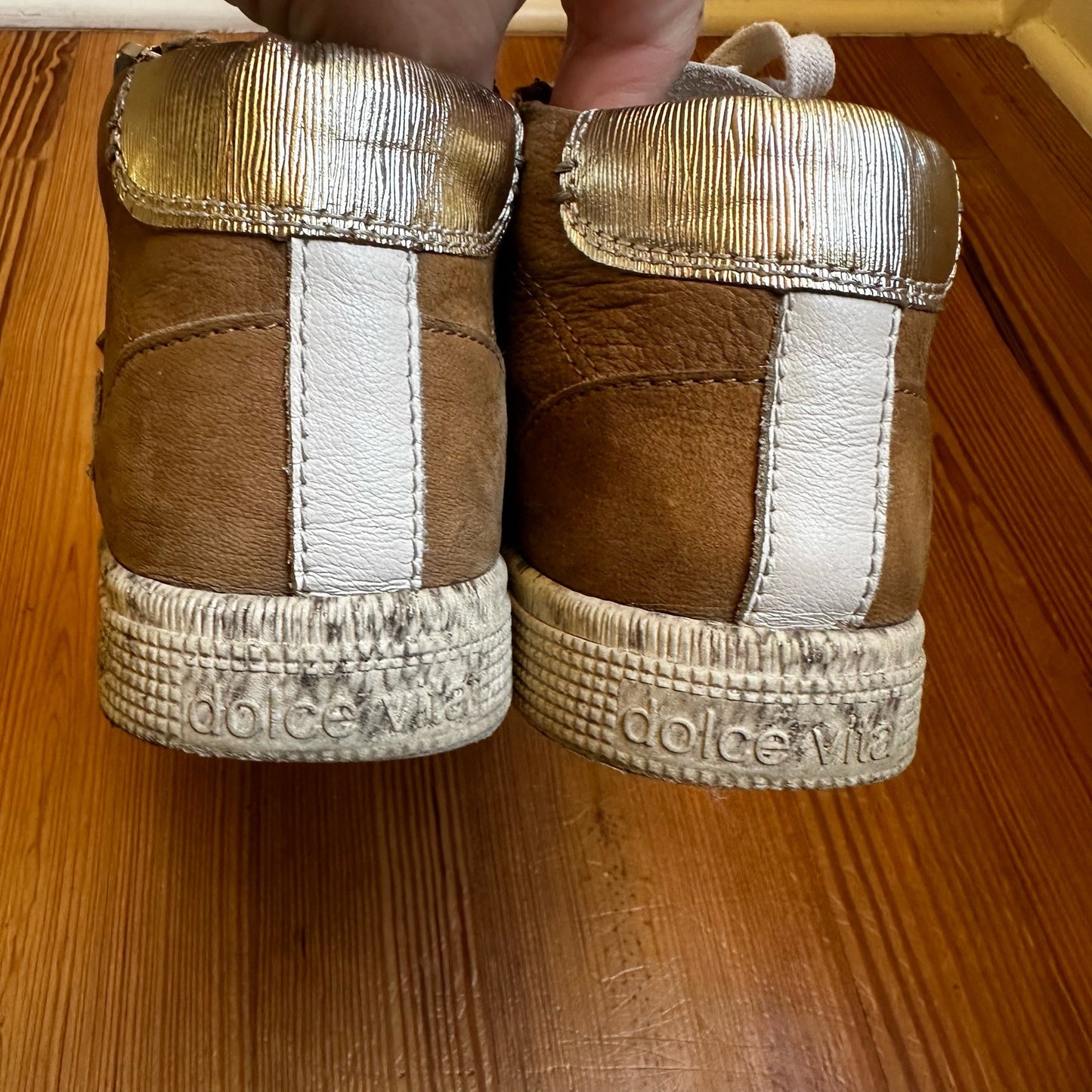 Dolce Vita brown suede leather snakeskin double zipper high top sneaker SIZE 8