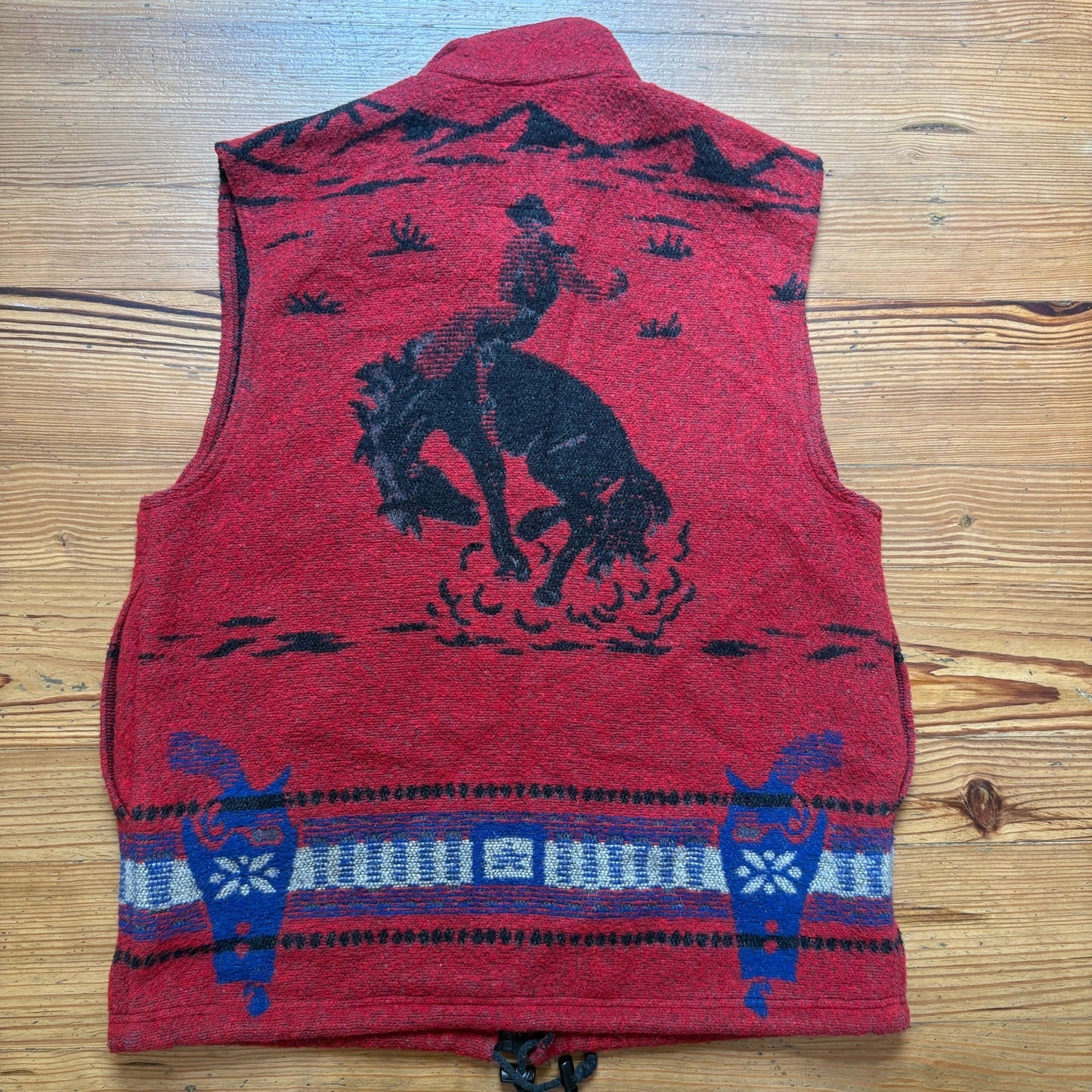 Wooded River 90s red wool cowboy horses full zip mens western west SIZE M