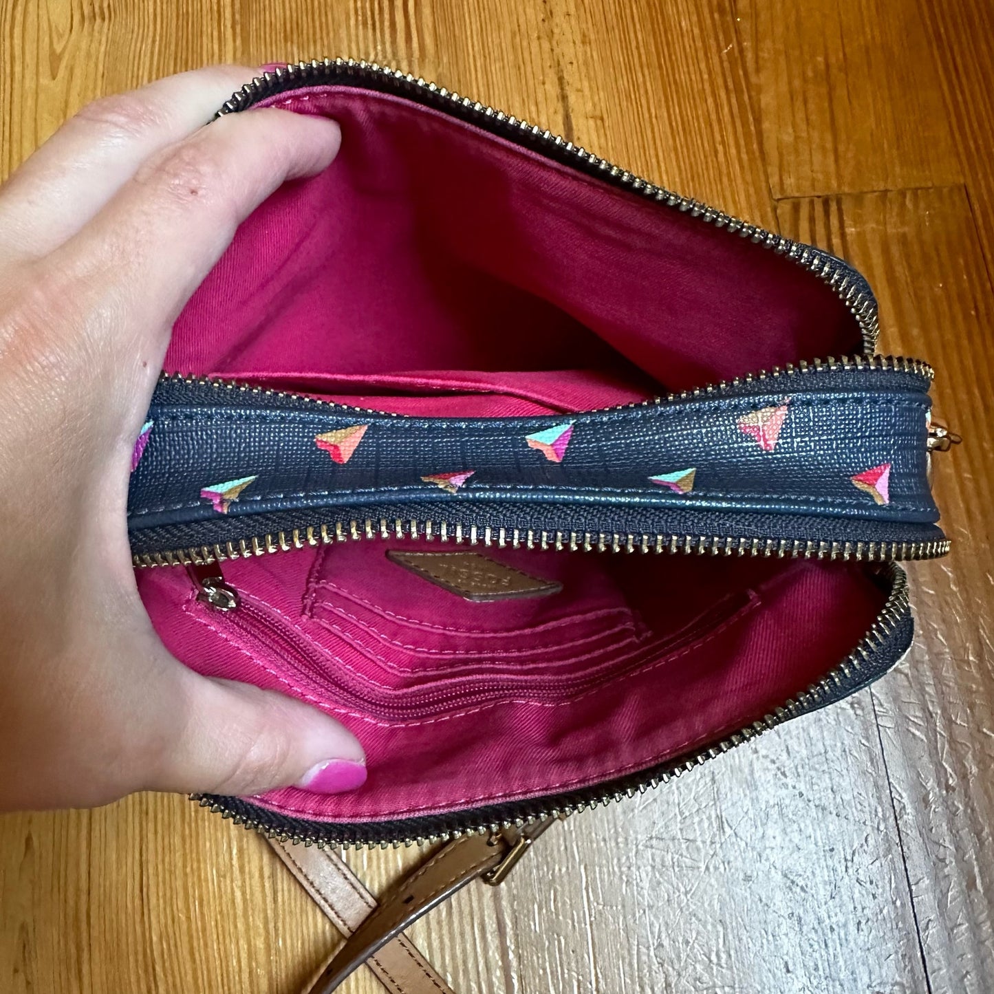 Fossil Sydney navy geometric crossbody shoulder bag