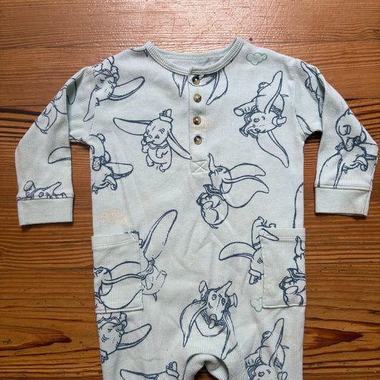 Disney Dumbo ribbed long sleeve henley top long pant pajamas one piece SIZE 12M