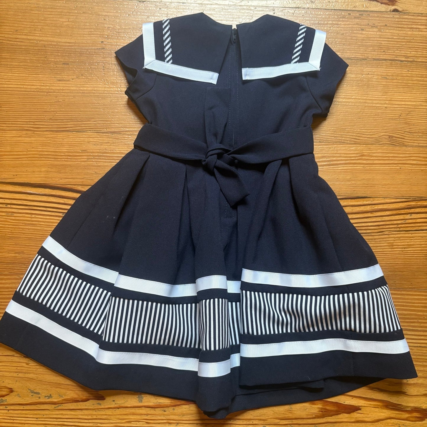 Jessica Ann dark blue white Navy short sleeve girls dress SIZE 3T