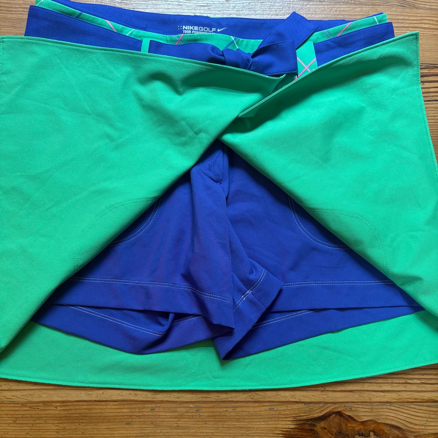 Nike Golf green check royal blue reversible womens skort SIZE 10