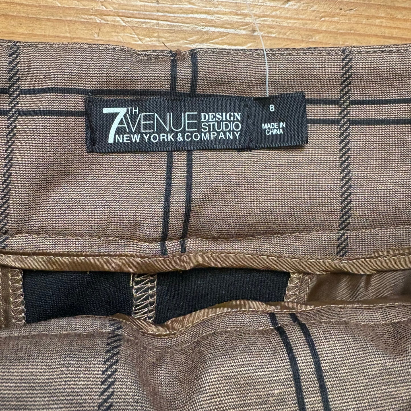 NWT New York & Company brown checkered wide leg cropped trouser pants SIZE 8