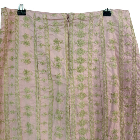Persaman New York pink green floral threading y2k midi skirt SIZE 4